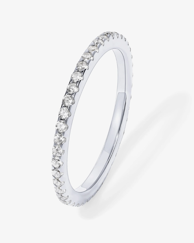 Vloure Thin Stackable Ring - Silver Pave Eternity Band