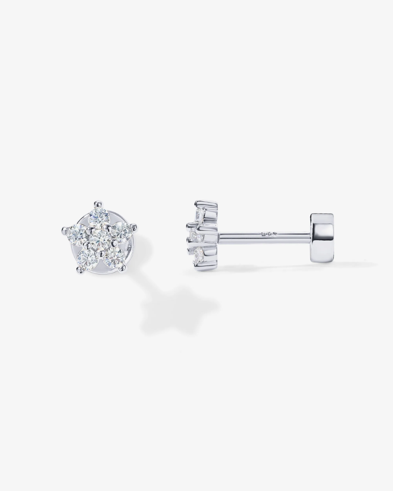 Diamond stud earrings on a white background
