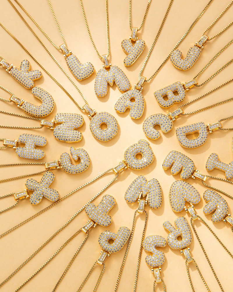 Sparkling Bubble Letter Necklace