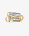 Vloure Interlocked Stackable Ring - Mixed Metal Gold and Pave Crystal Bands