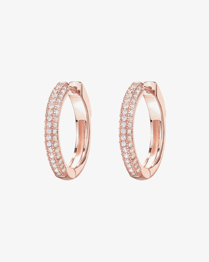 Close up of Solid Rose Gold Hoop Earring Clasp and Texture