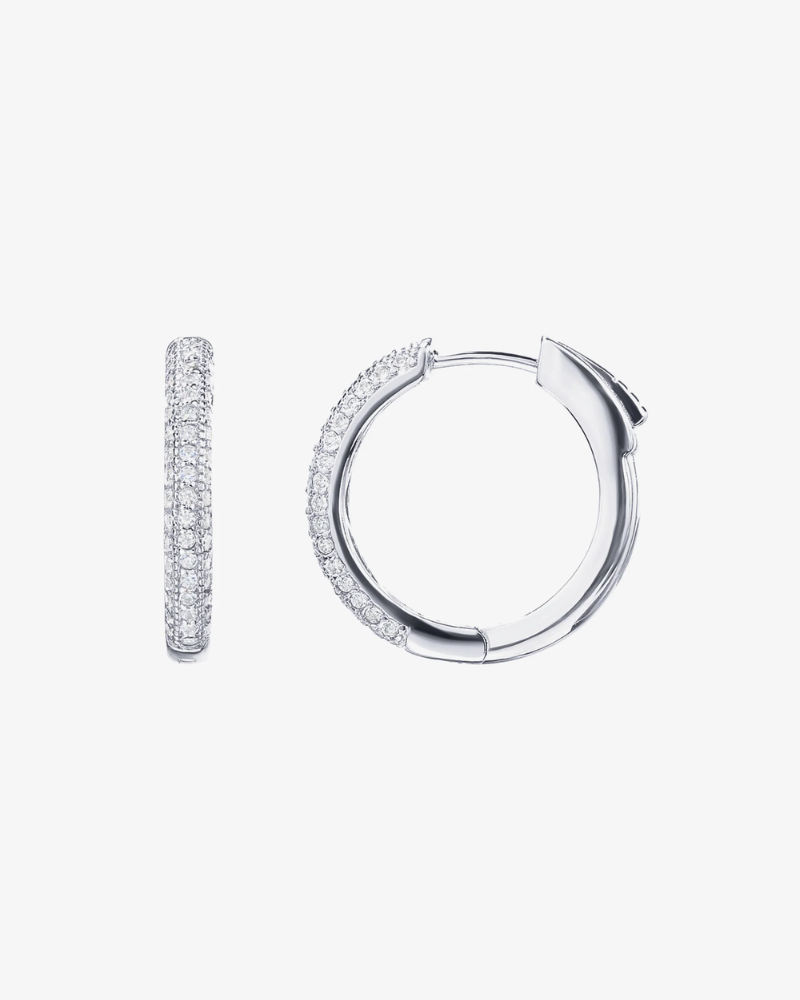 Vloure Chic Solid Hoops in White Gold - Front View