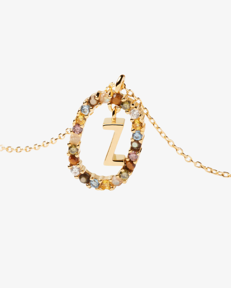 Necklace with a gold 'Z' pendant on a white background